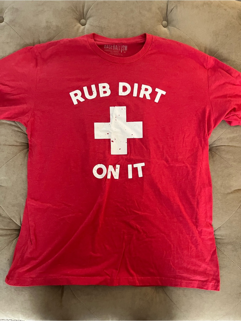 Men’s Baseballism Red Graphic Tee - Rub Dirt On It